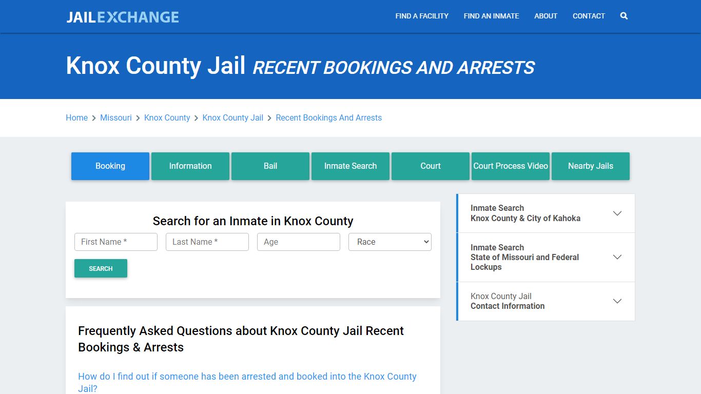 Knox County Jail & Sheriff MO Recent Arrests and Bookings